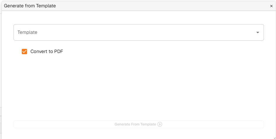 Generate from Template dialog